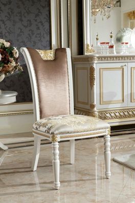 Esszimmer Stuhl 1 Sitzer Sessel Holz Luxus Klasse Barock Rokoko Möbel Design E62