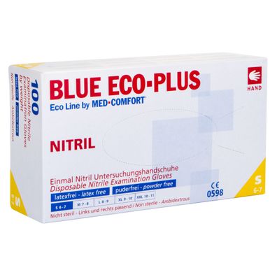 Blue Eco-Plus Nitril Untersuchungshandschuhe Gr. S-XL 100 Stück