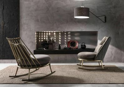 Sessel Metall Design Polster Lounge Club Stuhl Sitz Luxus Zimmer Neu Schaukel