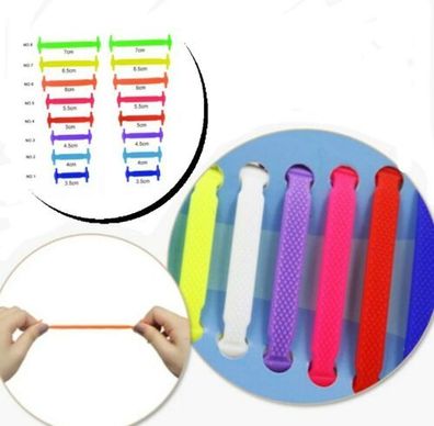 16 Selbstschließende Silikon Gummi Schuh Schnürsenkel elastisch Schuhbänder Weiß