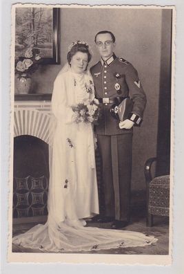 56870 Hochzeitsfoto Ak Gefreiter mit Infanteriesturmabzeichen 2. Weltkrieg
