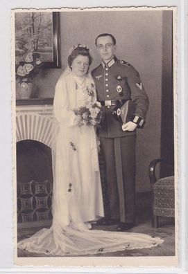 79772 Hochzeitsfoto Ak Gefreiter mit Infanteriesturmabzeichen 2. Weltkrieg