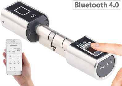 VisorTech Elektronischer Tür-Schließzylinder mit Fingerabdruck-Scanner & Bluetooth