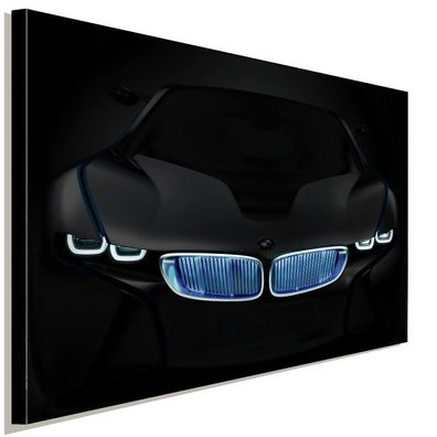 BMW Neon Leuchtende Front Leinwandbild AK ART Kunstdruck Mehrfarbig Wandbild XXL