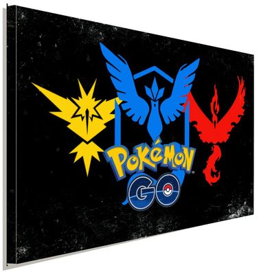 Pokemon GO Team Gelb Blau Rot Leinwandbild AK ART Kunstdruck Wandbild Wanddeko