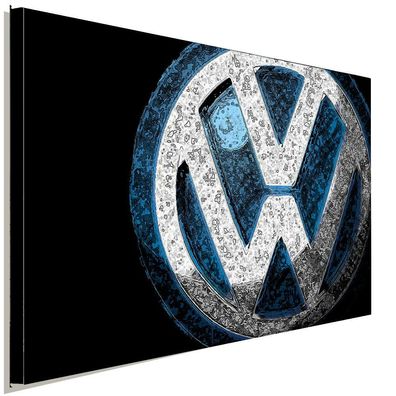 VW Logo nass Leinwandbild AK ART Kunstdruck Mehrfarbig Wandbild Wanddeko TOP XXL