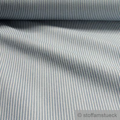 Stoff Baumwolle Köper Streifen hellblau weiß 7.7 oz blickdicht weich gestreift