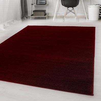 Teppich Kurzflor Rot Farben Wohnzimmer Uni Teppich Einfarbig Oeke-Tex