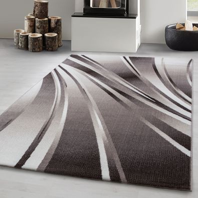Teppich modern Designer Wohnzimmer Abstrakt Wellen Muster Braun Beige Oeko Tex
