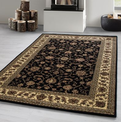 Orientteppich kurzflor Orientalisch Traditional Afghanischer Muster Schwarz