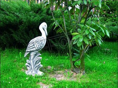 Garten Dekoration Kranich Terrasse Stein Figuren Figur Statue Skulptur Vogel Neu