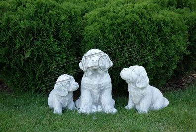 Garten Dekoration Hund Terrasse Stein Figuren Figur Deko Statue Skulptur S103079