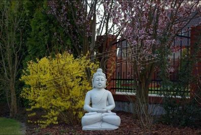 Buddha Skulptur in Steinoptik. Große Skulptur für Garten und Wohnbereich 85cm