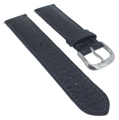 Junghans > Uhrenarmband 20mm Leder schwarz Krokooptik > 027/4404