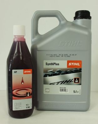 Original Stihl SynthPlus 5 Liter Kettenhaftöl + HP 1 Liter Zweitaktmotorenöl Set