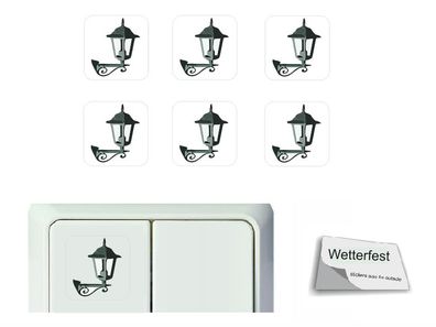 6 Stück Schalteraufkleber Gartenlaterne Schalter Aufkleber Symbol Licht (R23/7)