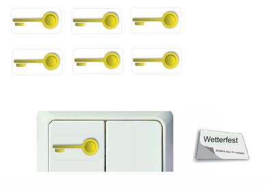 6 Stück Schalteraufkleber Schlüssel Schalter Aufkleber Symbol öffnen (R23/3)