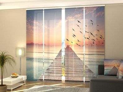 Schiebegardine "Sonnenaufgang am Meer 2" Flächenvorhang Gardine Vorhang mit Fotodruck