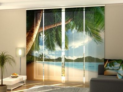 Schiebegardine "Ozean und Palmen" Flächenvorhang Gardine Vorhang mit Motiv auf Maß