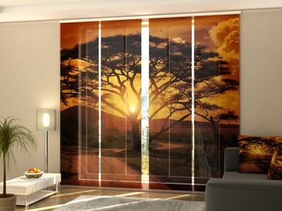 Schiebegardine "Sonnenuntergang in Afrika" Flächenvorhang Gardine mit Fotodruck
