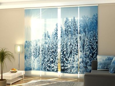 Schiebegardine "Wald im Winter" Flächenvorhang Gardine Vorhang mit Fotodruck auf Maß