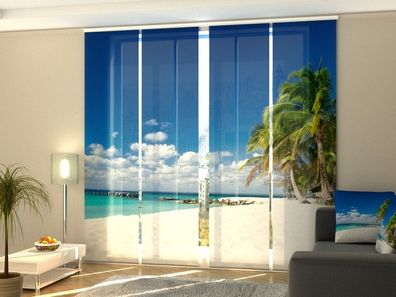 Schiebegardine "Strand von Mauritius" Flächenvorhang Gardine Vorhang mit Fotodruck