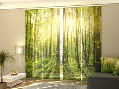 Schiebegardine "Sonnenstrahlen im Wald 2" Flächenvorhang Gardine Vorhang mit Motiv