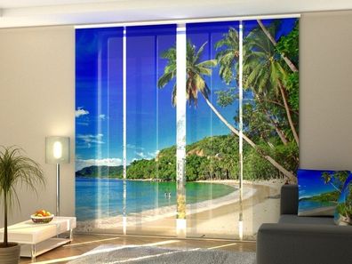 Schiebegardine "Tropischer Strand" Flächenvorhang Gardine Vorhang mit Motiv auf Maß