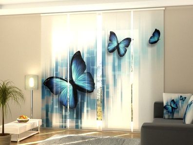 Schiebegardine "Blaue Schmetterlinge" Flächenvorhang Gardine Vorhang mit Fotodruck