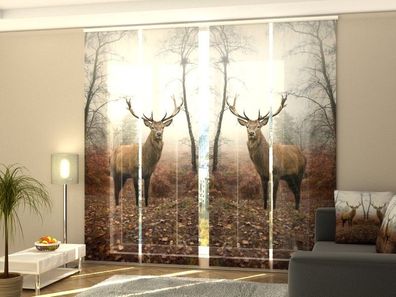 Schiebegardine "Rehe im Wald" Flächenvorhang Gardine Vorhang mit Fotodruck auf Maß