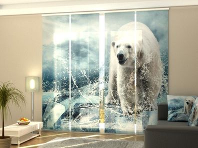 Schiebegardine "Eisbär" Flächenvorhang Gardine Vorhang mit Fotodruck Maßanfertigung