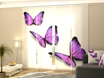 Schiebegardine "Lila Schmetterlinge" Flächenvorhang Gardine Vorhang mit Fotodruck