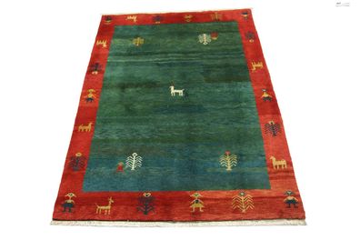Hochwertiger handgeknüpfter indischer Gabbe -Teppich Maß: 2,53x1,74