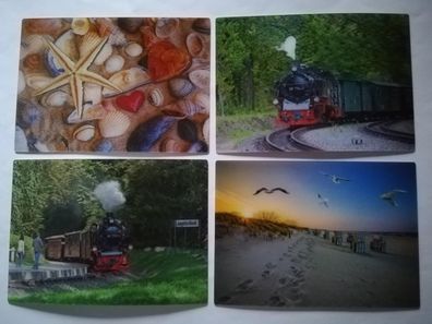 3 D Ansichtskarte Zug Strand Postkarte Wackelkarte Hologrammkarte Muschel Möwe Lok