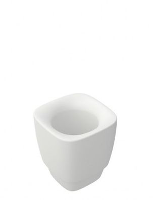 Behälter aus weisser Keramik f. Bürsten- garn. Stand-/ Wandmod. white VIGOUR
