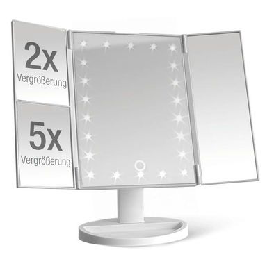 Kosmetikspiegel beleuchtet mit 22 LEDs - Tisch Spiegel aufklappbar - Schminkspiegel
