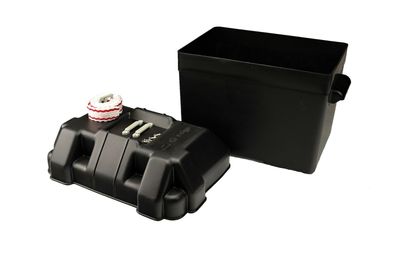 Neu Batteriekasten schwarz + Gurtband Befestigung Batteriebox Batteriebehälter