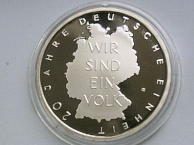 10 euro 2010 PP A BRD 18g 925er Sterlingsilber 20 Jahre Deutsche Einheit in Kapsel