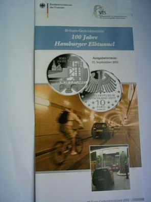 Folder für 10 euro 2011 PP 100 Jahre Hamburger Elbtunnel Hamburg