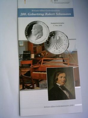 Folder für 10 euro 2010 PP 200 Geburtstag Robert Schumann