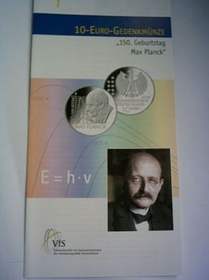 Folder für 10 euro 2008 PP 150. Geburtstag Max Planck