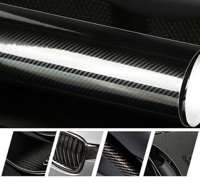 18EUR/ m²) 5D Carbonfolie Autofolie Folie Carbon Auto schwarz Glanz glänzend - 30X150
