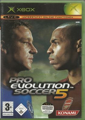 Pro Evolution Soccer 5 (Microsoft Xbox, 2005 DVD-Box) mit Anleitung, Zustand gut