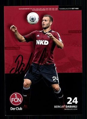 Berkay Dabanli 1. FC Nürnberg 2013-14 Autogrammkarte + A 55763