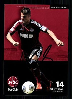 Robert Mak 1. FC Nürnberg 2013-14 Autogrammkarte + A 55772