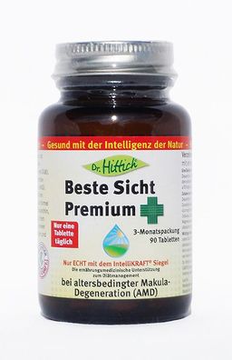 Dr. Hittich Beste Sicht Premium, 1/2/4x 90 Tabl., Lutein, Zeaxanthin, Betacarotin