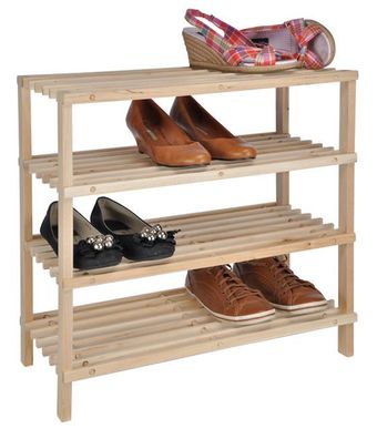 Holz Schuhregal XL mit 4 Etagen - Schuhständer Schuhablage Shoe Rack Schuh Regal