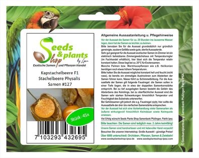 45x Kapstachelbeere F1 Stachelbeere Physalis Samen Obst Pflanze #127