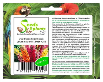40x Snapdragon Regenbogen Mix Löwenmaul Samen Pflanze Garten #188