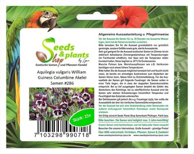 15x Aquilegia vulgaris William Guiness Columbine Akelei Samen #286